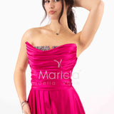 abito lungo con strass corpetto GC3958 FUCSIA GIGLI CERIMONIA 