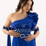 abito midi corpetto strass monospalla SH865AC ROYAL SHARON 