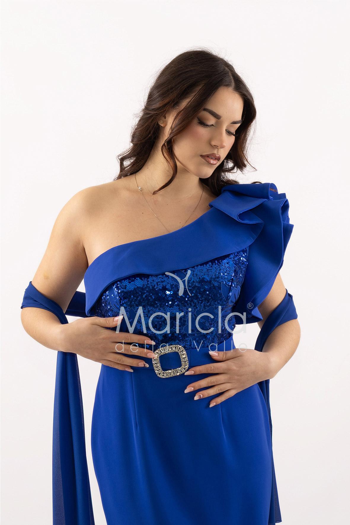 abito midi corpetto strass monospalla SH865AC ROYAL SHARON 
