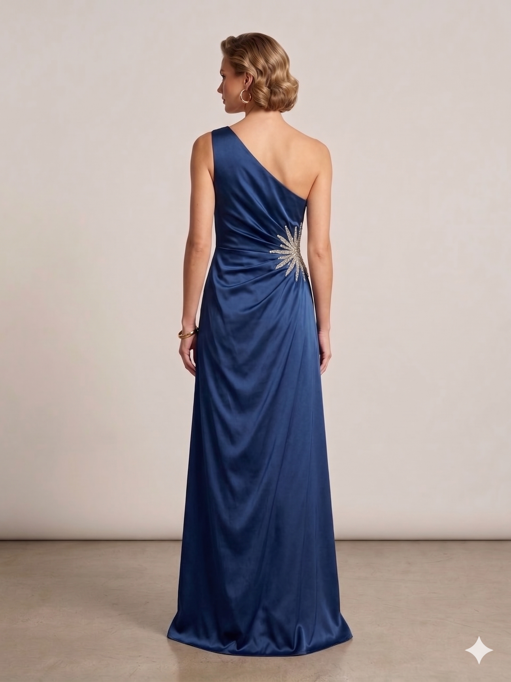 abito con applicazione strass laterale FI7684 BLU MARICLA ELEGANCE 