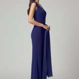 tuta giro manica con pietre spalla LH100TU BLU LUDOVICA HASSLER 