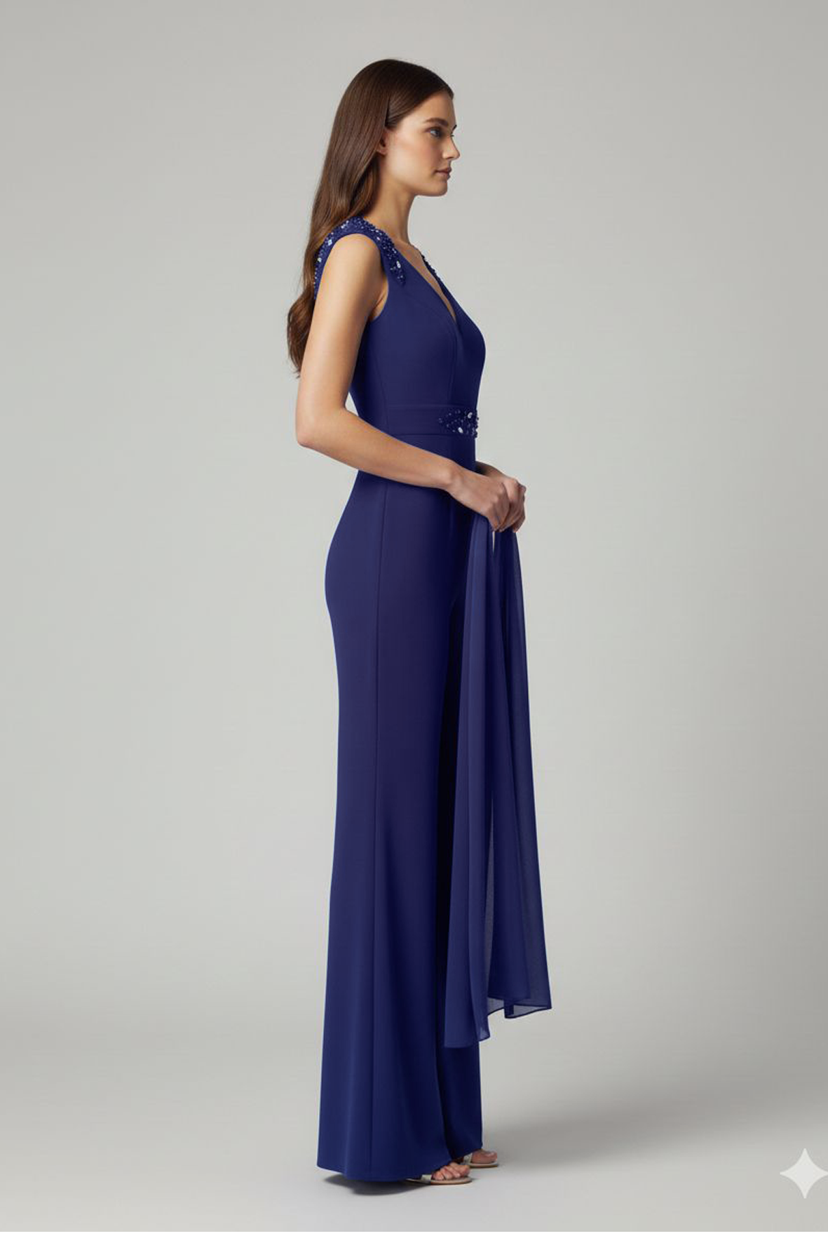 tuta giro manica con pietre spalla LH100TU BLU LUDOVICA HASSLER 