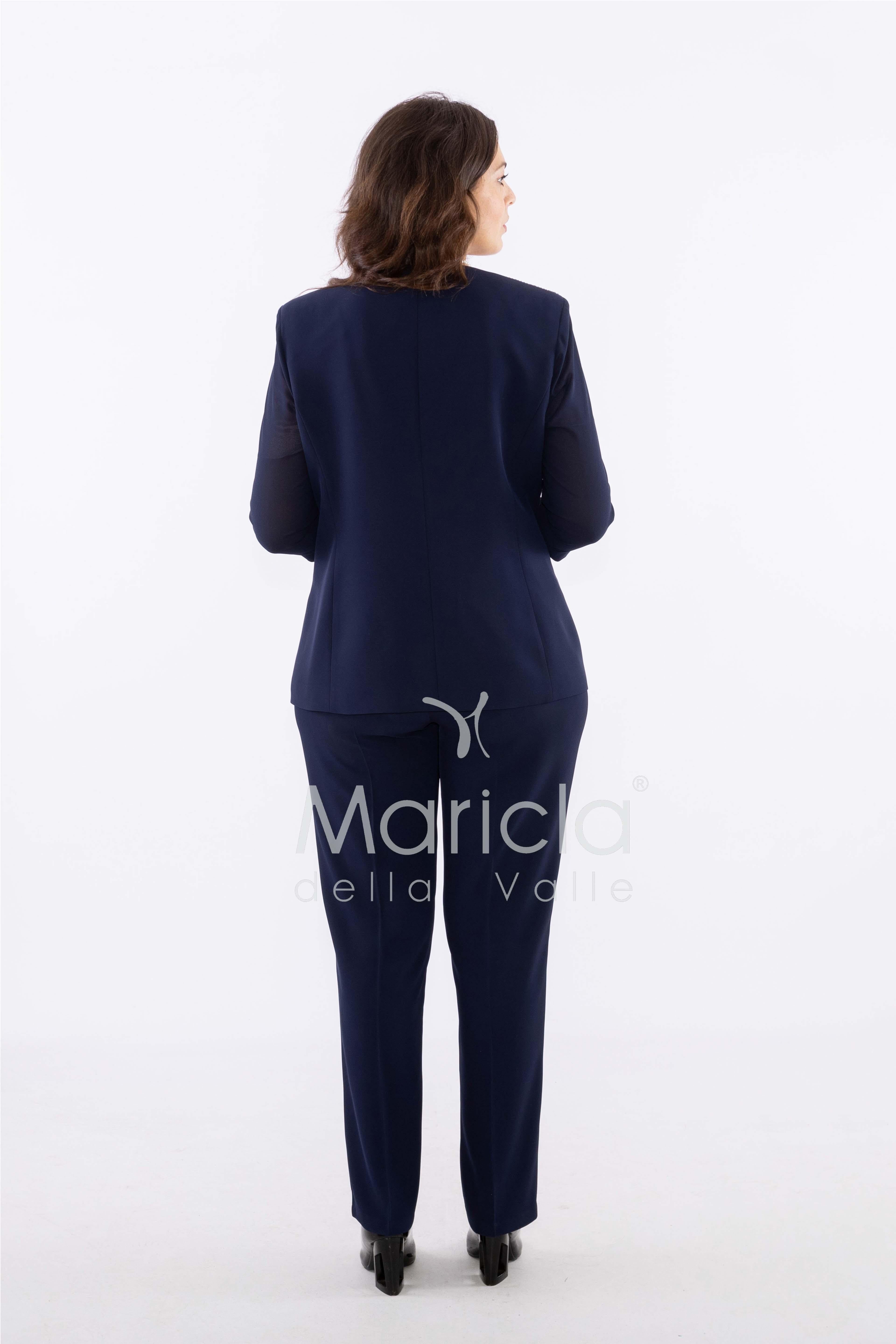 tailleur strass onda collo PF2180 BLU PAOLA FORTI 
