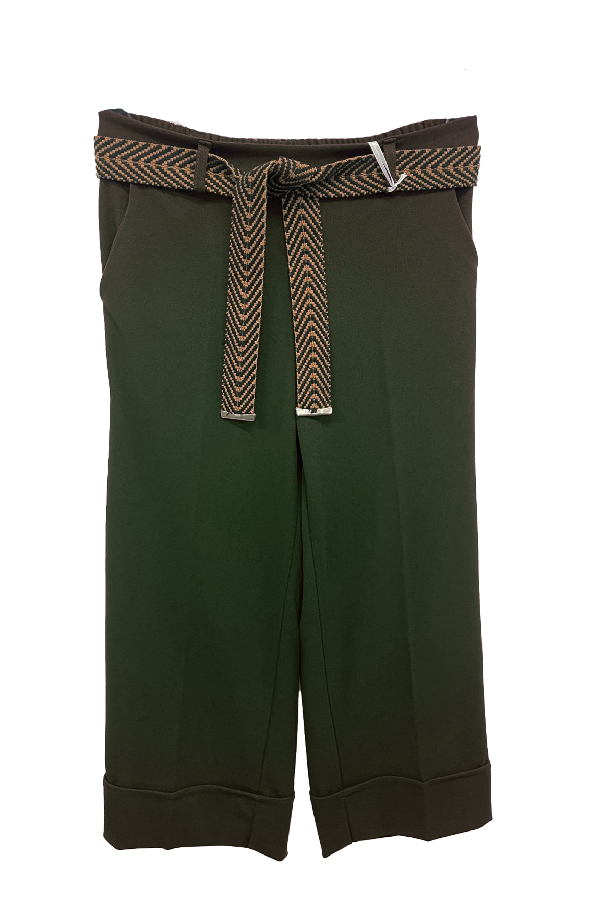 pantalone scuba crepe con cintura fantasia MS8106SC MILITARE MARICLA 