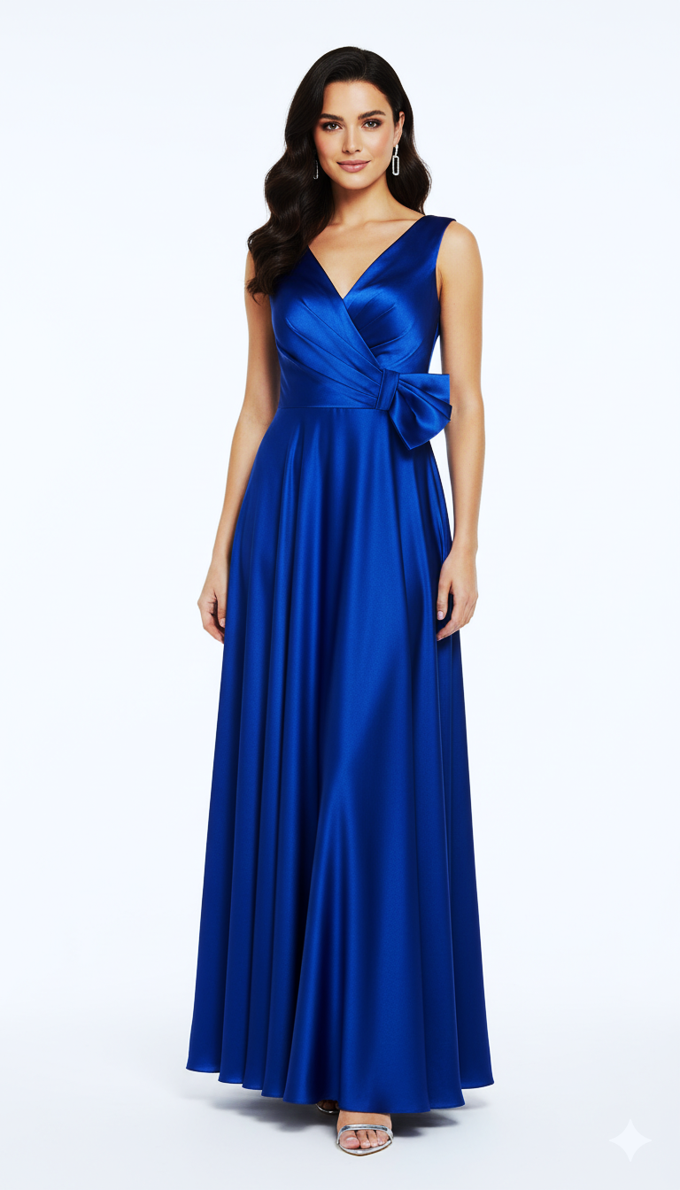 Abito lungo con fiocco JC35431 BLUETTE MARICLA ELEGANCE 