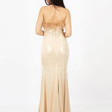 abito con corpetto piume INV2331 ORO MARICLA ELEGANCE 