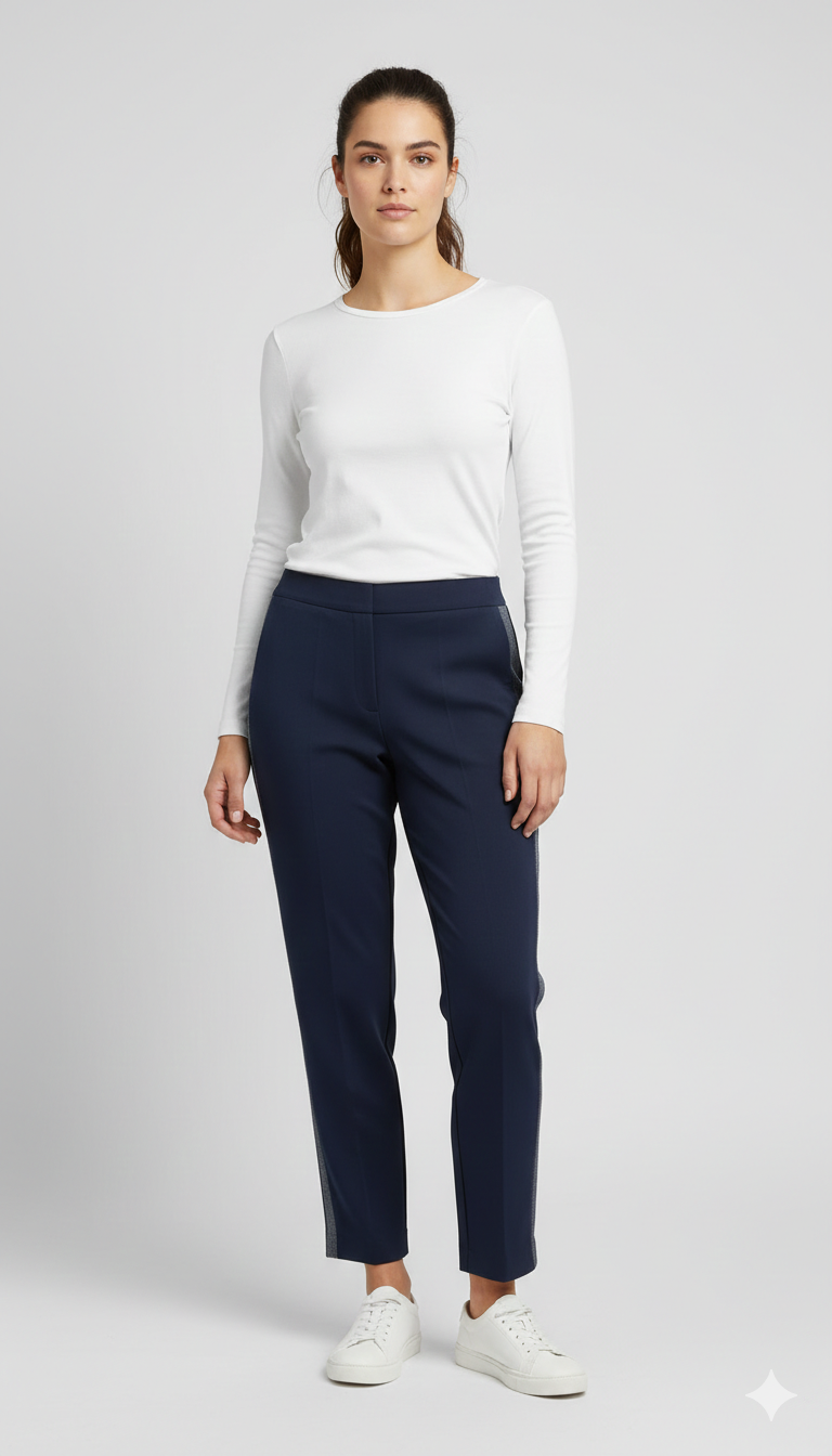 pantalone felpa con inserto denim GR2093 BLU MARICLA 