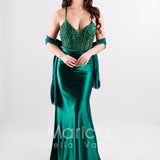 abito lungo bustino pietre JC28915 VERDE MARICLA ELEGANCE 