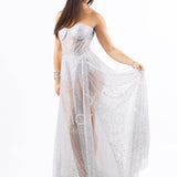 Abito lungo glitterato con bustier e coppe JC29336 ARGENTO MARICLA ELEGANCE 