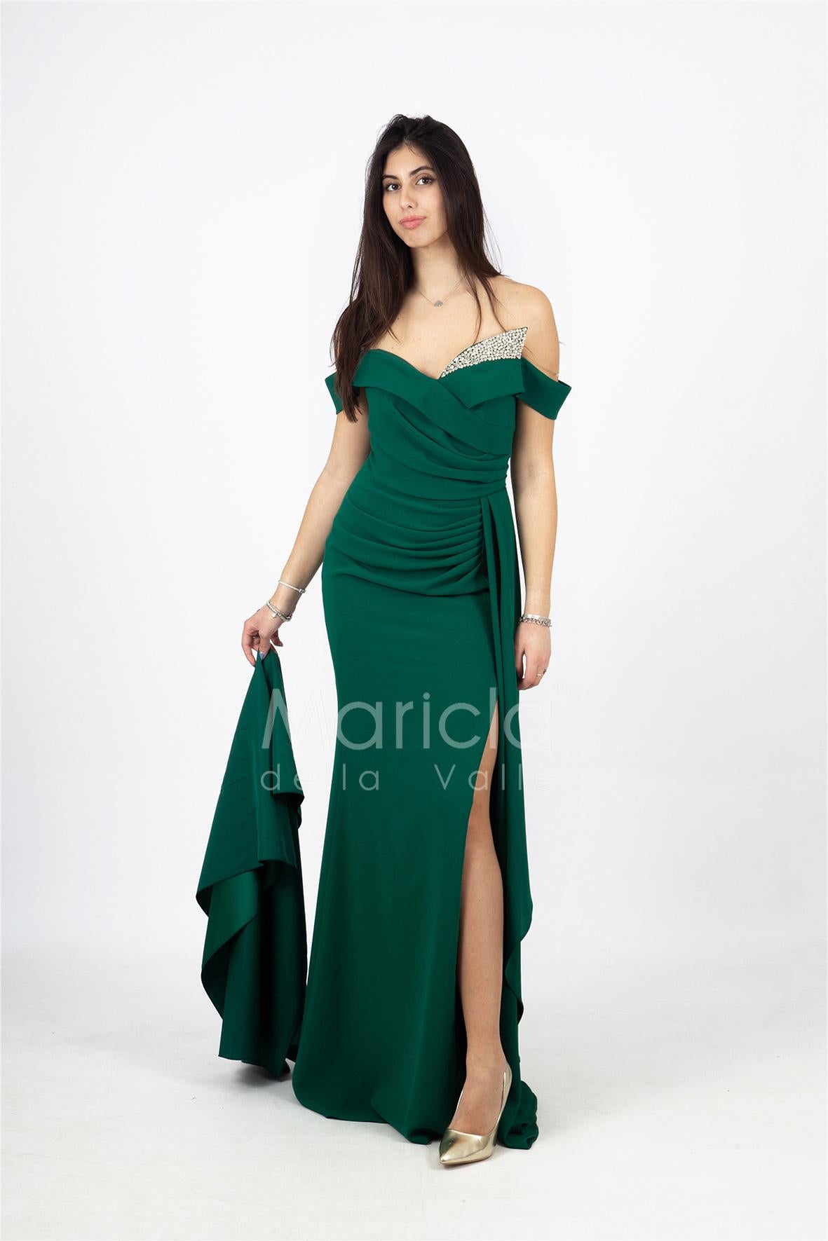 abito lungo applicazione seno HC5005 VERDE MARICLA ELEGANCE 