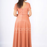 abito con piume incrocio JC34865 CANNELLA MARICLA ELEGANCE 