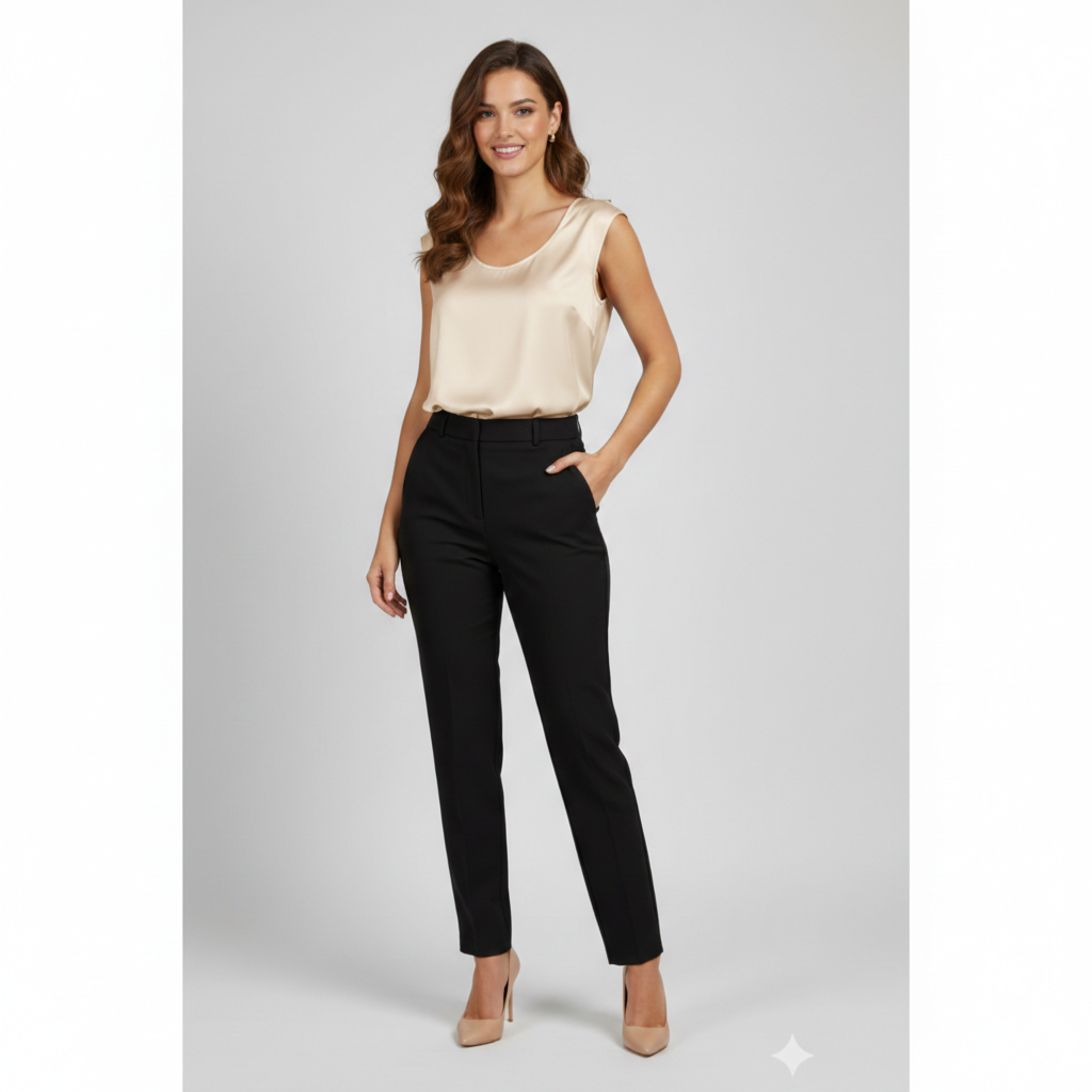 Top Elegante in Satin a Taglio Vivo LES1432 CREMA MARICLA 