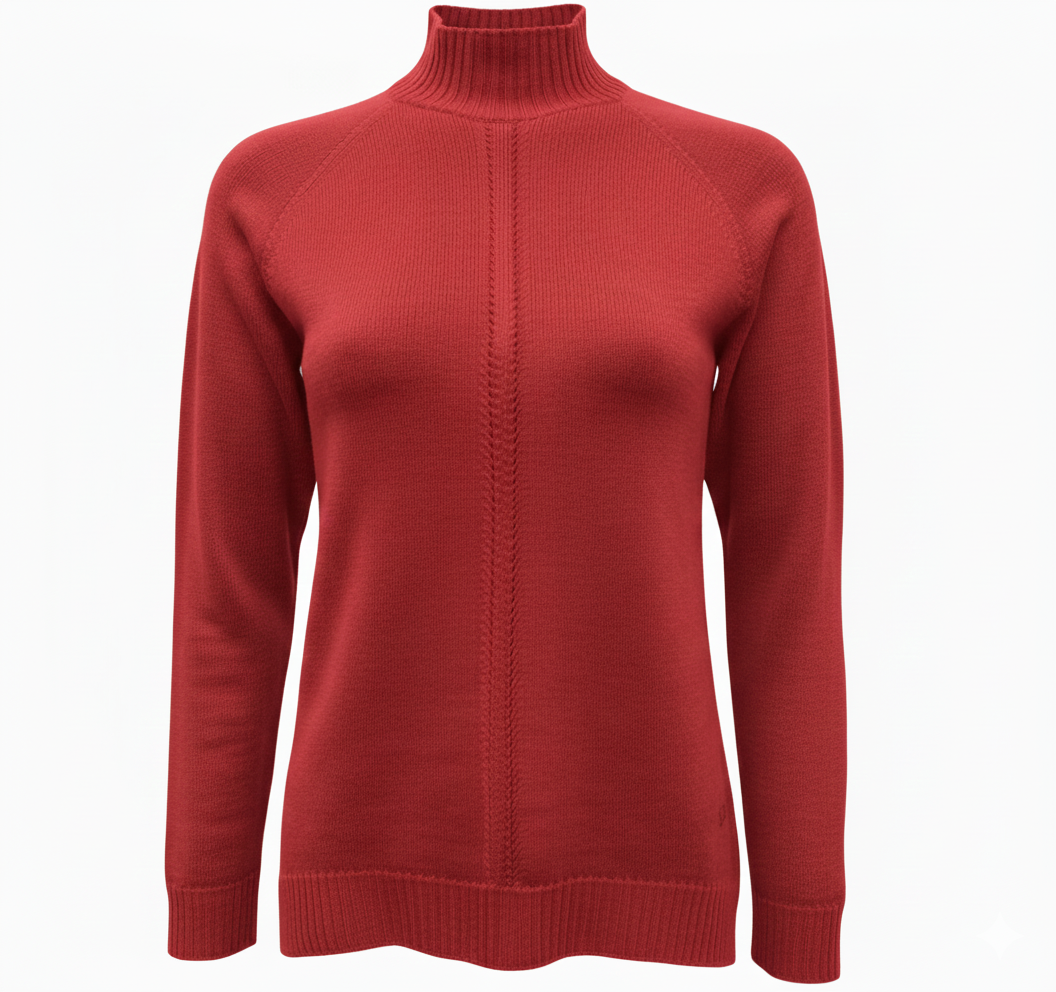 Maglia 100% lana lupetto lavorato CF4399 ROSSO CARLA FERRONI 