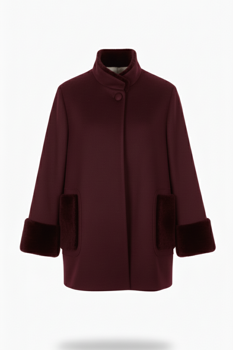 Cappotto con manicotti in pelliccia ROMI2734 AMARONE MARICLA 