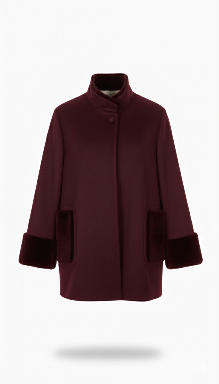 Cappotto con manicotti in pelliccia ROMI2734 AMARONE MARICLA 