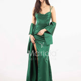 abito lungo con ricamo ANT23103XB VERDE ANTILLE ELEGANCE 