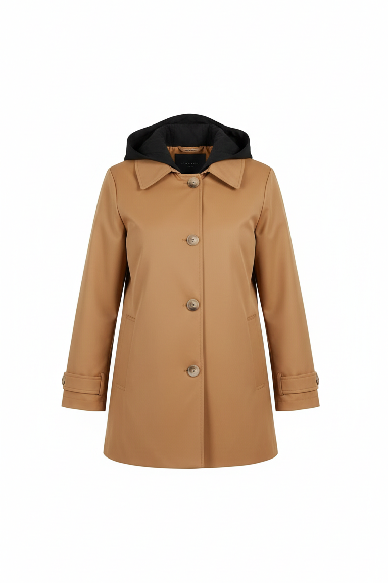 Giaccone caban reversibile cappuccio CF22196 BEIGE CARLA FERRONI 