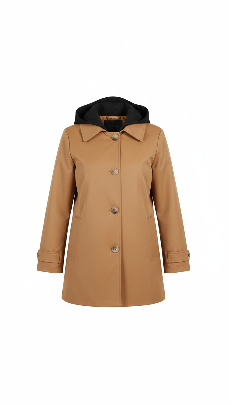 Giaccone caban reversibile cappuccio CF22196 BEIGE CARLA FERRONI 