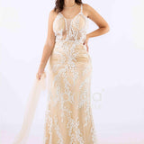 abito lungo intrecciato dietro FI7522 ORO MARICLA ELEGANCE 