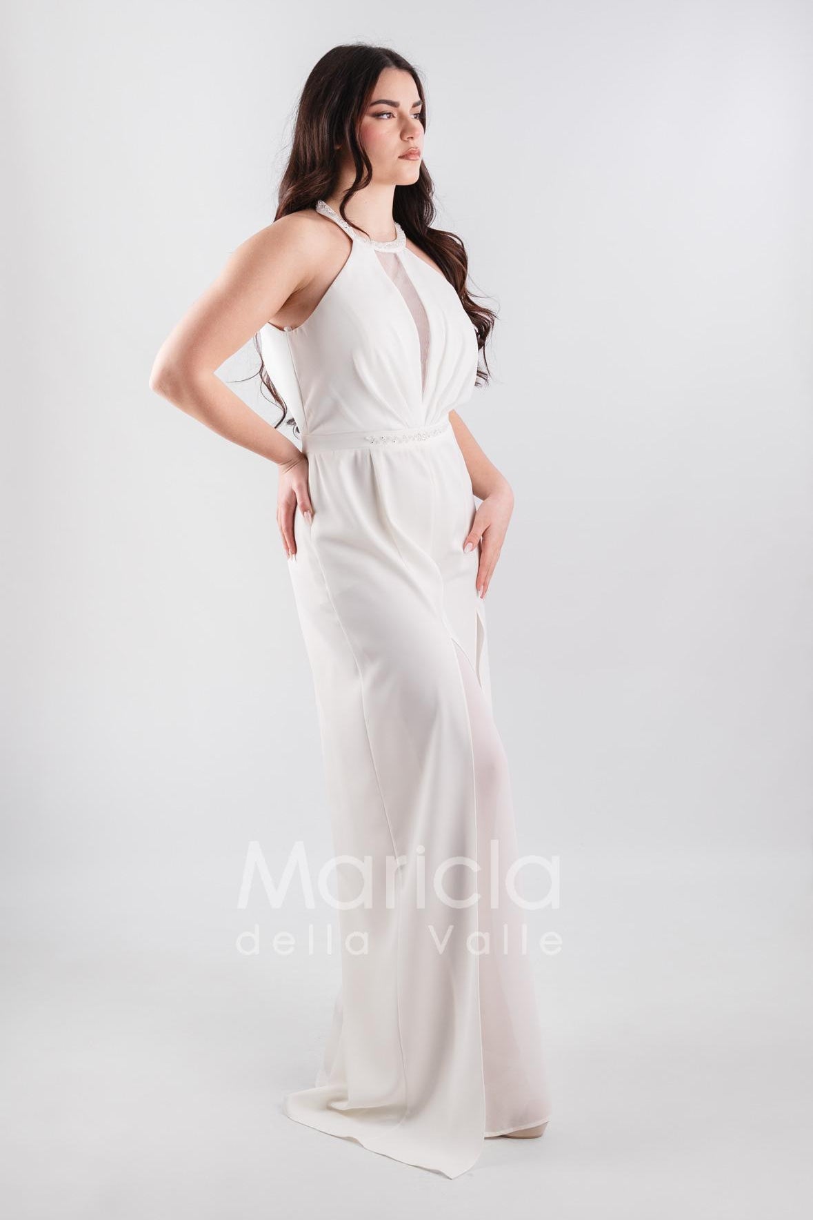 tuta con cinturino strass SH610 BIANCO SHARON 