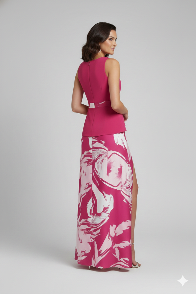 abito lungo con baschina e fantasia SH503AL AMARENA SHARON 