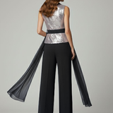 tuta con corpetto paiette fantasia LH108 NERO LUDOVICA HASSLER 