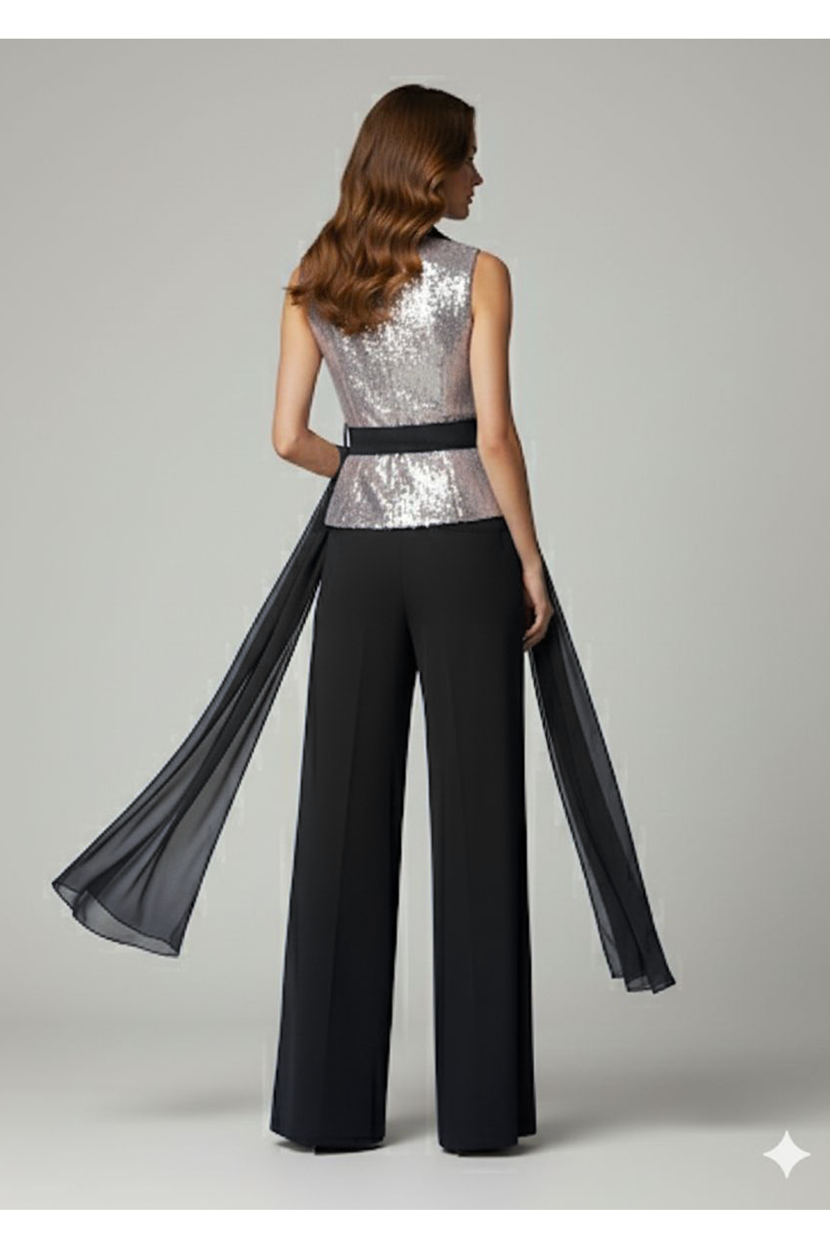 tuta con corpetto paiette fantasia LH108 NERO LUDOVICA HASSLER 