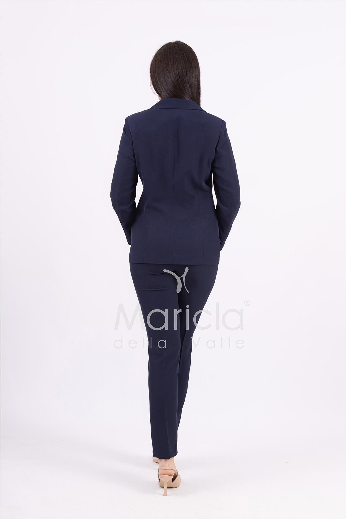 Tailleur con collo in paillettes ROMI3864 BLU MARICLA 