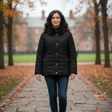 Giaccone piumino con pelliccia e cappuccio<BR/> MARTA NERO MARICLA 