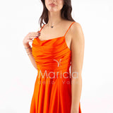 abito con spacco ANT7234 ARANCIO ANTILLE ELEGANCE 