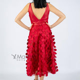 Abito midi con pois CR96530 ROSSO CARLA RUIZ 