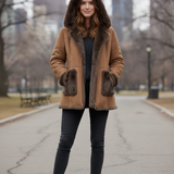 giacone ecomontone e pelliccia A26IMP808 TABACCO MARICLA 