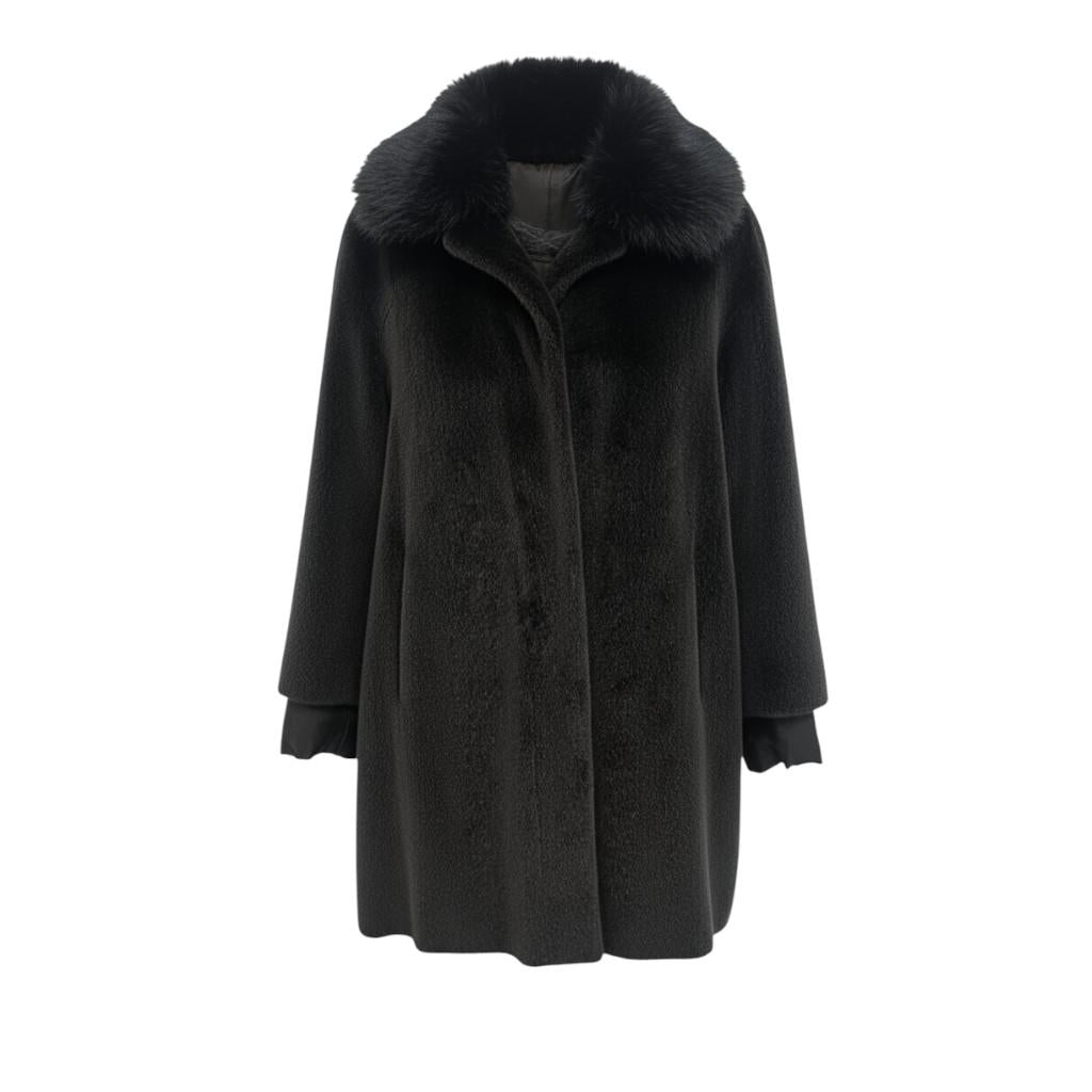 Cappotto in ecopelliccia reversibile IRMA NERO MARICLA 