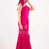 abito lungo monospalla strass spalla GC73 FUCSIA GIGLI CERIMONIA 