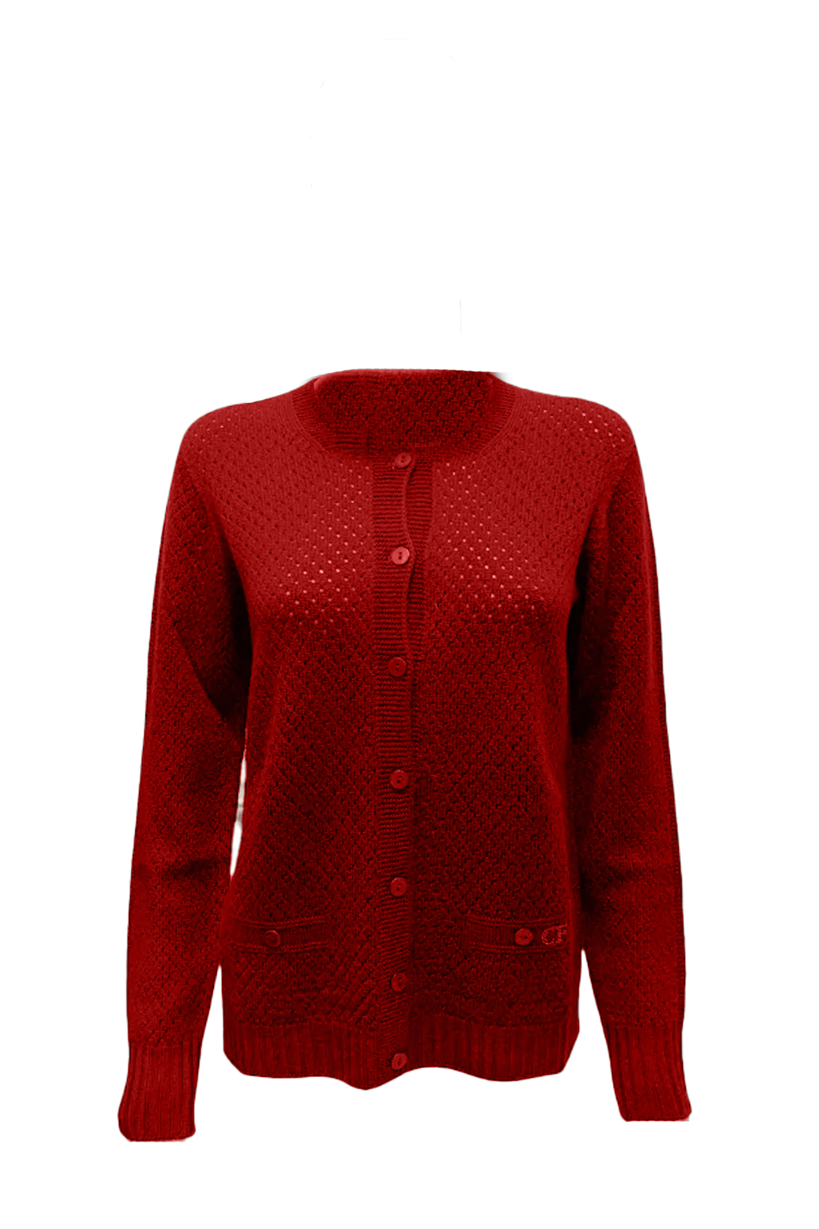 Maglia giacchino traforato 100% lana CF4380 AMARONE CARLA FERRONI 