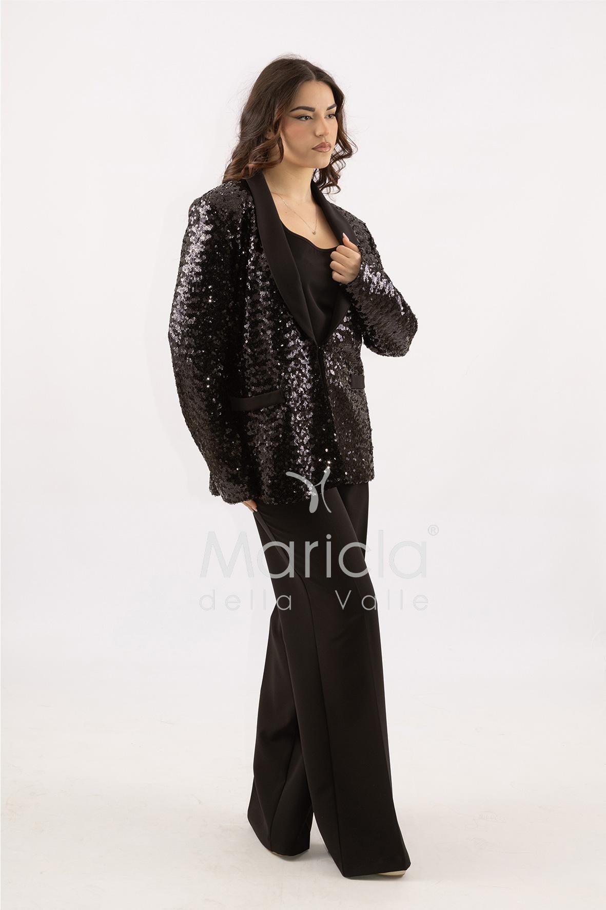 Completo in paiette tailleur  3 pezzi JC35273 NERO MARICLA ELEGANCE 