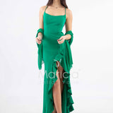 abito lungo con rouche JC35122 VERDE MARICLA ELEGANCE 
