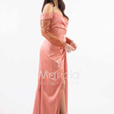 abito lungo con maniche paiette HC7389 MALVA MARICLA ELEGANCE 