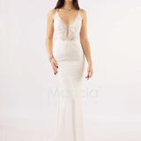 abito sirena corpetto ricamato ANT20412XJ BIANCO ANTILLE ELEGANCE 