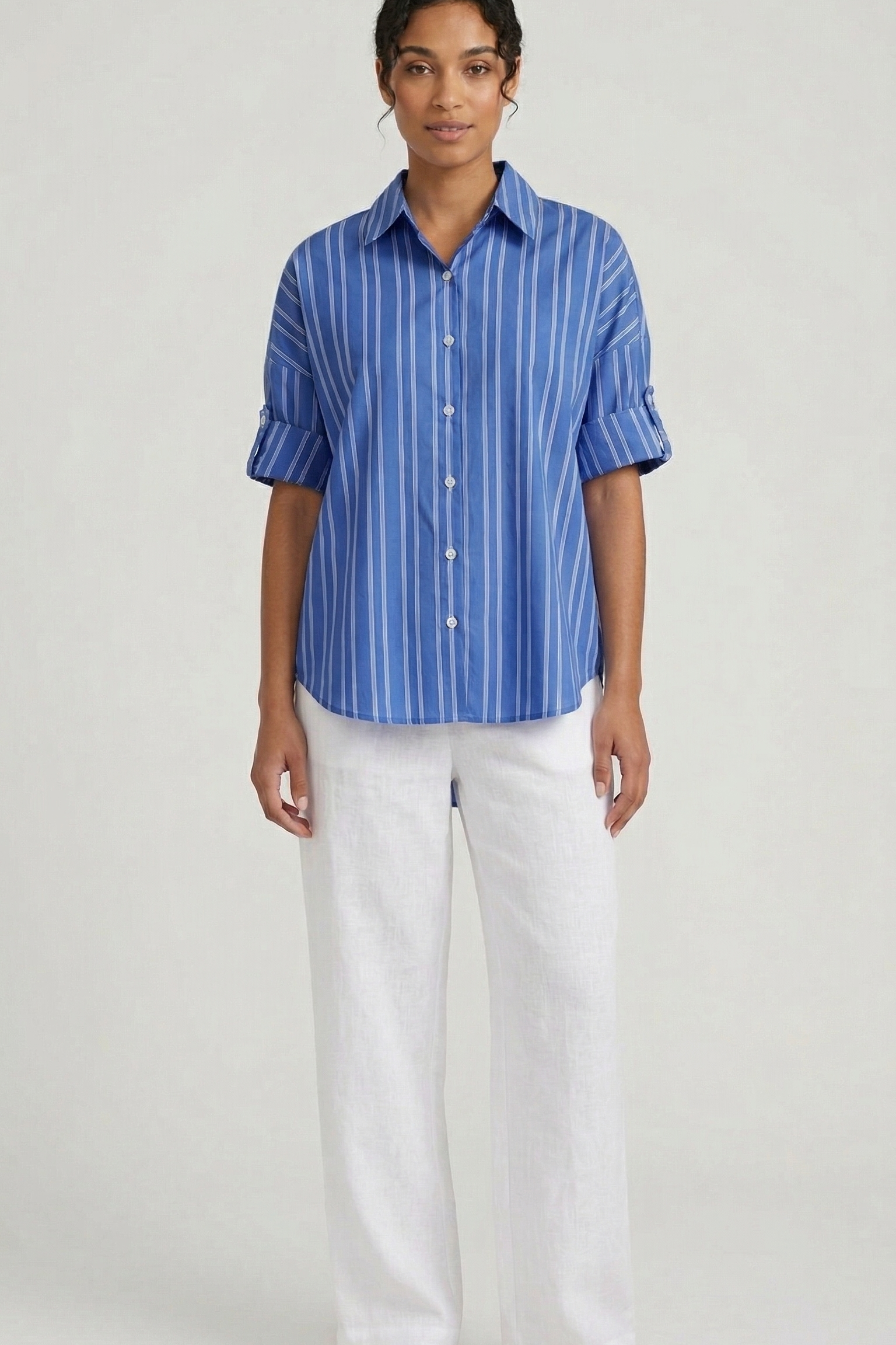 camicia rigata GERBERA CELESTE MARICLA 