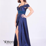 Abito lungo scollo omerale<BR/> ANT191038 BLU ANTILLE ELEGANCE 