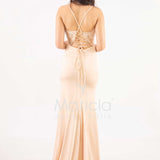 abito sirena corpetto ricamato ANT20412XJ CHAMPAGNE ANTILLE ELEGANCE 