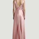abito lungo con scollo sceso e spalla larga HC9682 ROSA MARICLA ELEGANCE 