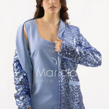 Completo in paiette tailleur  3 pezzi JC35273 INDACO MARICLA ELEGANCE 