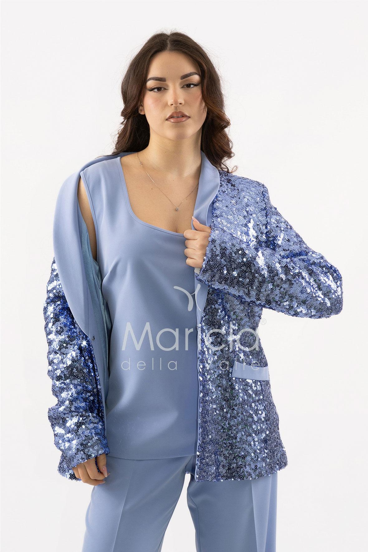 Completo in paiette tailleur  3 pezzi JC35273 INDACO MARICLA ELEGANCE 