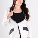 tailleur 3 pz bicolore pantalone zampa PF212TP BIANCO PAOLA FORTI 