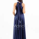 abito lungo scollo america glitter FI6646 BLU MARICLA ELEGANCE 