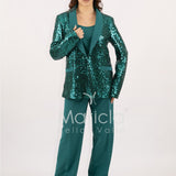 Completo in paiette tailleur  3 pezzi JC35273 VERDE MARICLA ELEGANCE 