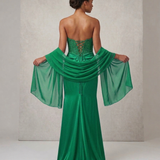 abito lungo con corpetto macramè CAR58595 VERDE MARICLA ELEGANCE 