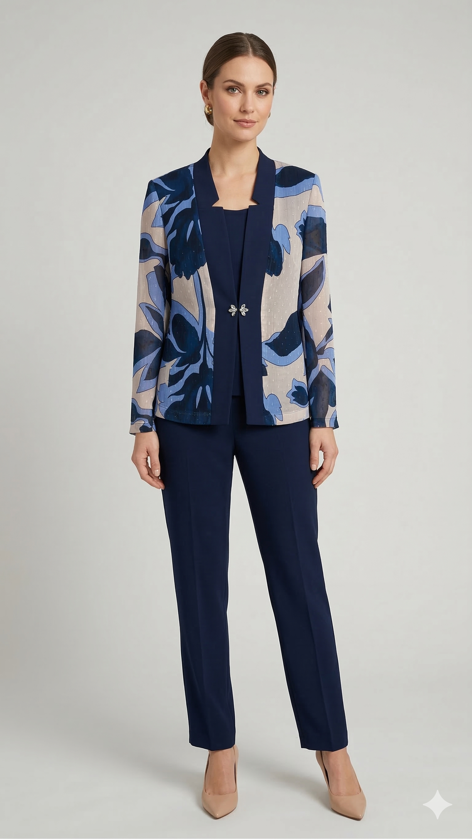 Completo Tre Pezzi "Aura Blu"  Giacca Fantasia, canotta e Pantalone Sartoriale GUIDA BLU MARICLA 